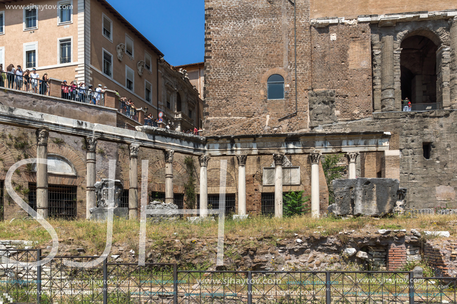 ROME, ITALY - JUNE 24, 2017: Panoramic view of Roman Forum and Capitoline Hill in city of Rome, Italy