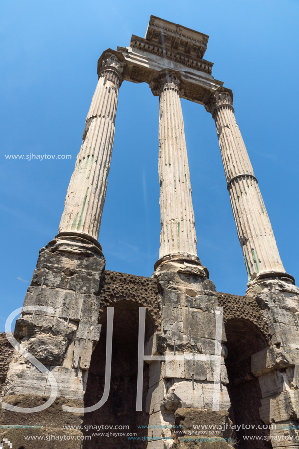 ROME, ITALY - JUNE 24, 2017: Panoramic view of Roman Forum in city of Rome, Italy