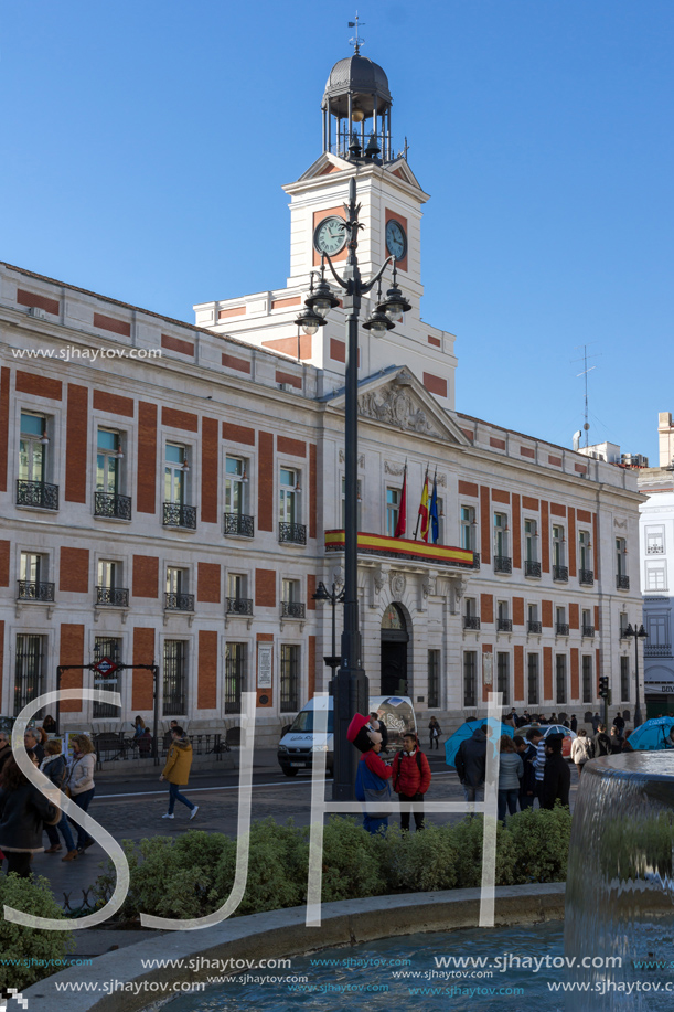 MADRID, SPAIN - JANUARY 22, 2018: Royal Post Office at Puerta del Sol in Madrid, Spain