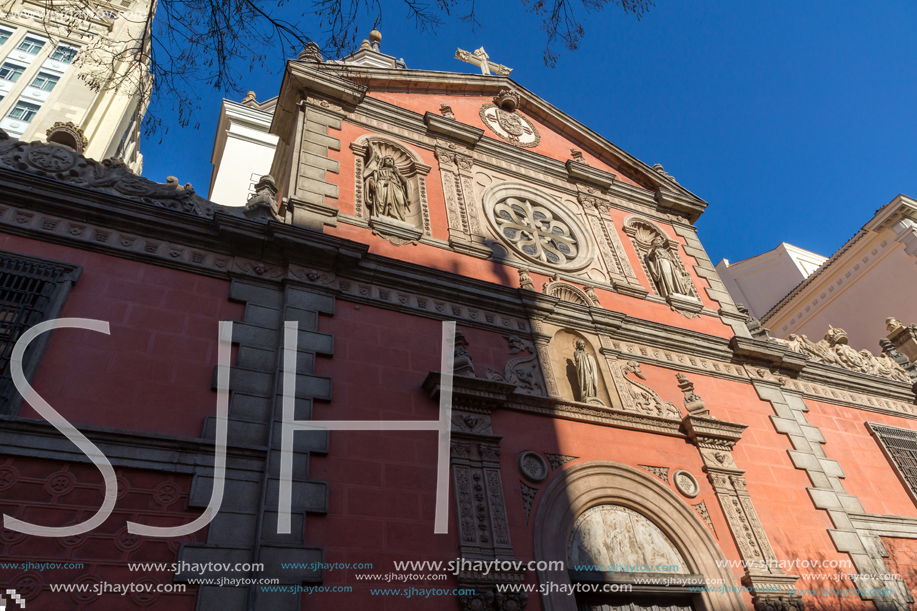 MADRID, SPAIN - JANUARY 22, 2018:  Church of Calatravas at Alcala Street in City of Madrid, Spain