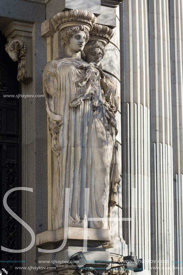MADRID, SPAIN - JANUARY 22, 2018: Building of Cervantes Institute at Alcala street in City of Madrid, Spain