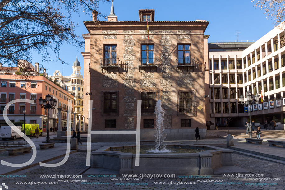 MADRID, SPAIN - JANUARY 22, 2018: House of Seven Chimneys in City of Madrid, Spain