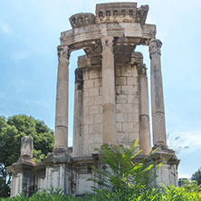 ROME, ITALY - JUNE 24, 2017: Ruins of Roman Forum and Capitoline Hill in city of Rome, Italy