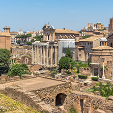 ROME, ITALY - JUNE 24, 2017: Amazing view of Roman Forum and Capitoline Hill in city of Rome, Italy