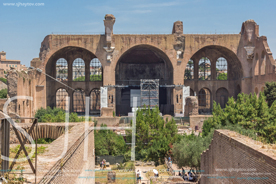 ROME, ITALY - JUNE 24, 2017: Amazing view of Roman Forum and Capitoline Hill in city of Rome, Italy