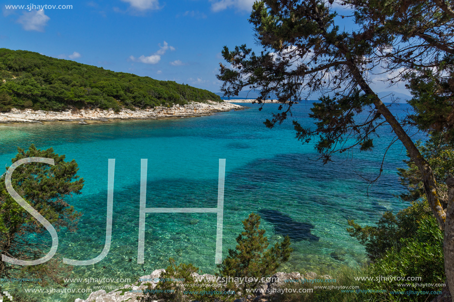 Amazing view of Emblisi Fiskardo Beach, Kefalonia, Ionian islands, Greece