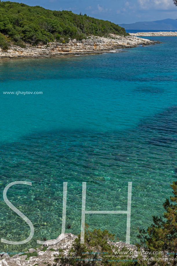 Amazing view of Emblisi Fiskardo Beach, Kefalonia, Ionian islands, Greece