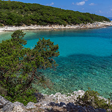 Amazing view of Emblisi Fiskardo Beach, Kefalonia, Ionian islands, Greece
