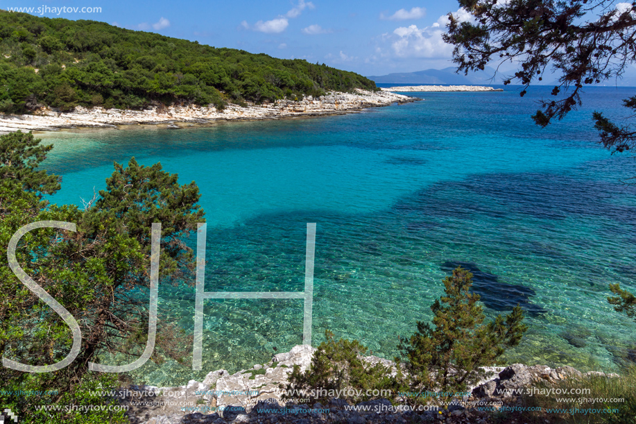 amazing view of Emblisi Fiskardo Beach, Kefalonia, Ionian islands, Greece