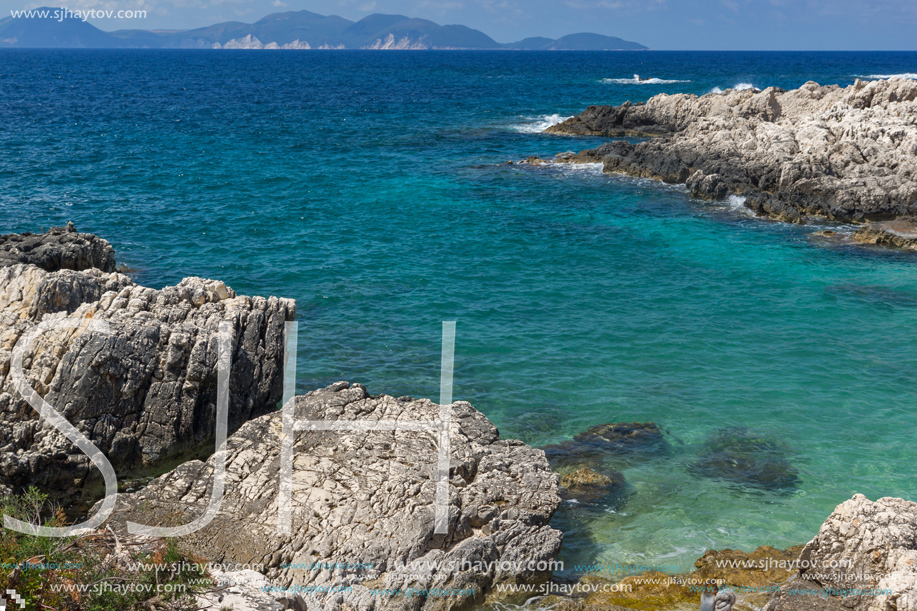 Panorama of Alaties Beach, Kefalonia, Ionian islands, Greece