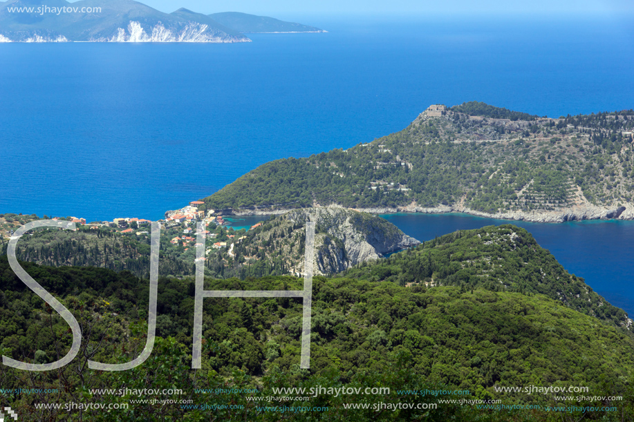 Amazing Landscape of Assos village and beautiful sea bay, Kefalonia, Ionian islands, Greece