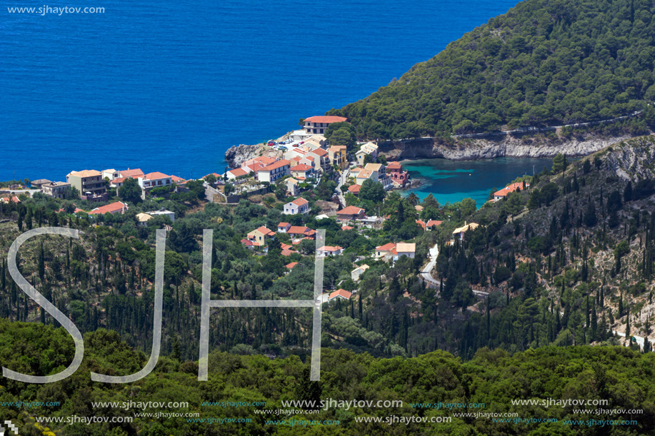 Amazing Landscape of Assos village and beautiful sea bay, Kefalonia, Ionian islands, Greece