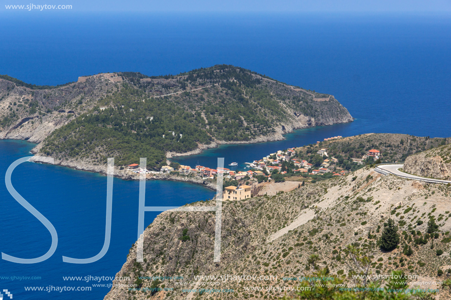 Amazing Landscape of Assos village and beautiful sea bay, Kefalonia, Ionian islands, Greece