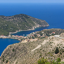 Amazing Landscape of Assos village and beautiful sea bay, Kefalonia, Ionian islands, Greece