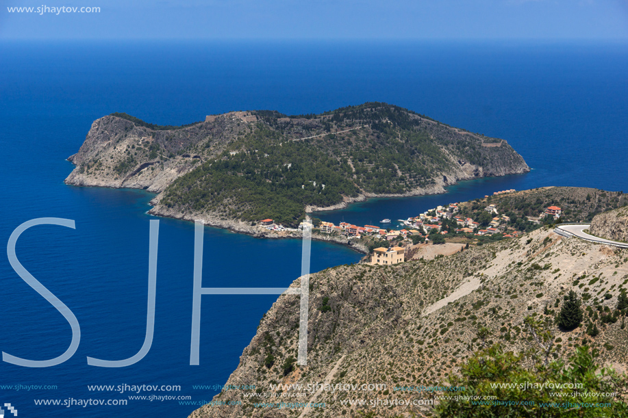 Amazing Landscape of Assos village and beautiful sea bay, Kefalonia, Ionian islands, Greece