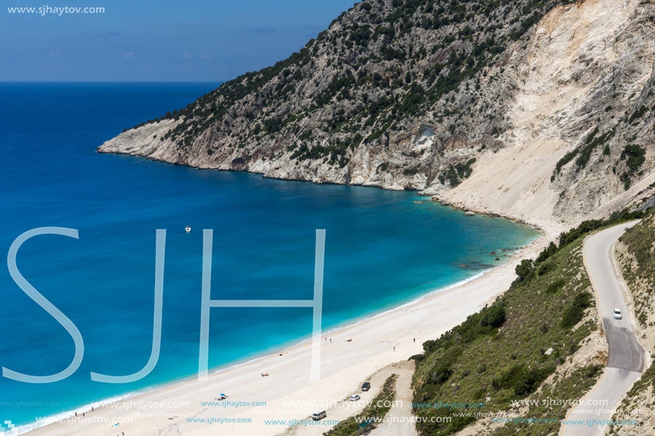 Amazing Landscape of Myrtos beach, Kefalonia, Ionian islands, Greece