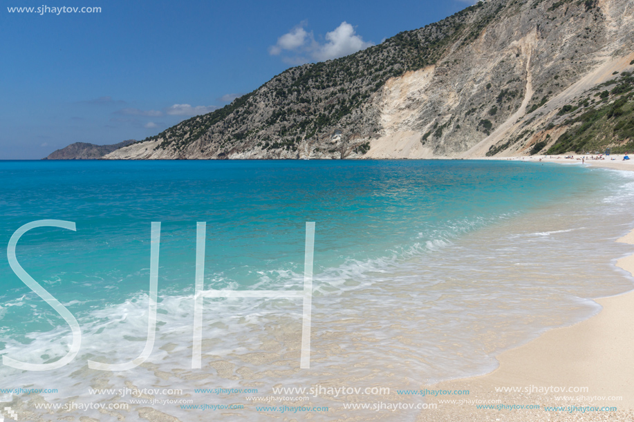 Amazing Landscape of Myrtos beach, Kefalonia, Ionian islands, Greece