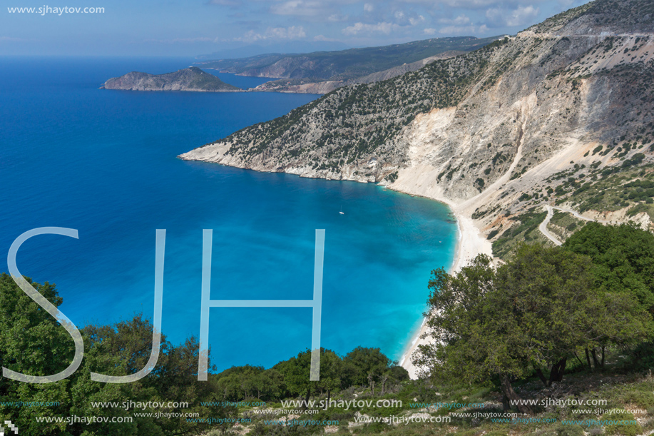 Amazing Landscape of Myrtos beach, Kefalonia, Ionian islands, Greece