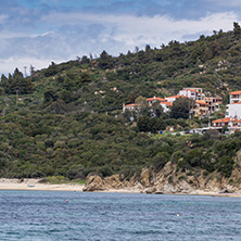 Panorama of town of Ouranopoli, Athos, Chalkidiki, Central Macedonia, Greece