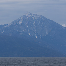 Amazing Landscape of Mount Athos at Autonomous Monastic State of the Holy Mountain, Chalkidiki, Greece