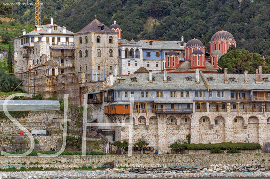 Xenophontos monastery at Mount Athos in Autonomous Monastic State of the Holy Mountain, Chalkidiki, Greece
