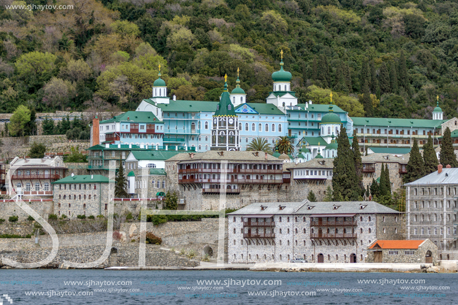 Saint Panteleimon (Saint Pantaleon) Monastery at Mount Athos in Autonomous Monastic State of the Holy Mountain, Chalkidiki, Greece