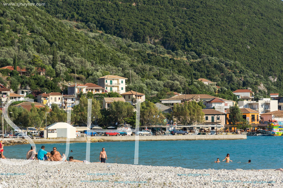 VASILIKI, LEFKADA, GREECE JULY 16, 2014: Panoramic view of Village of Vasiliki, Lefkada, Ionian Islands, Greece