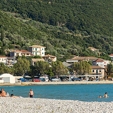 VASILIKI, LEFKADA, GREECE JULY 16, 2014: Panoramic view of Village of Vasiliki, Lefkada, Ionian Islands, Greece