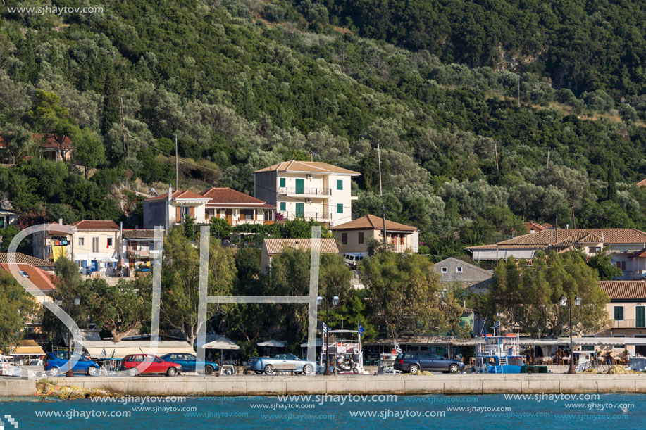 VASILIKI, LEFKADA, GREECE JULY 16, 2014: Panoramic view of Village of Vasiliki, Lefkada, Ionian Islands, Greece