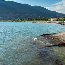 VASILIKI, LEFKADA, GREECE JULY 16, 2014: Panoramic view of Village of Vasiliki, Lefkada, Ionian Islands, Greece