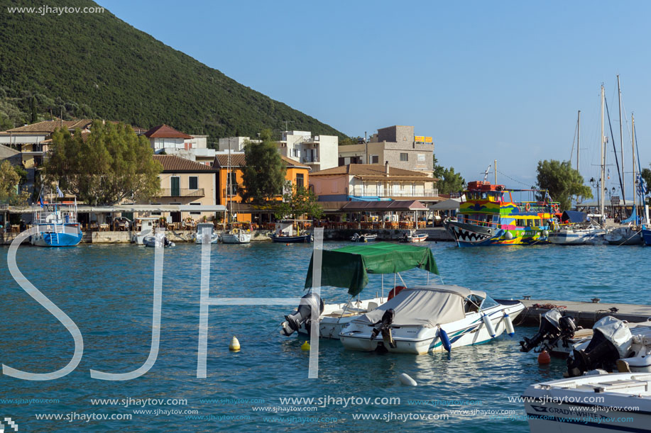 VASILIKI, LEFKADA, GREECE JULY 16, 2014: Panoramic view of Village of Vasiliki, Lefkada, Ionian Islands, Greece