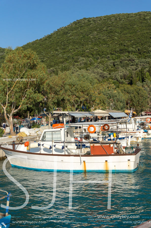 VASILIKI, LEFKADA, GREECE JULY 16, 2014: Panoramic view of Village of Vasiliki, Lefkada, Ionian Islands, Greece