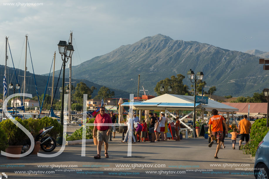 VASILIKI, LEFKADA, GREECE JULY 16, 2014: Panoramic view of Village of Vasiliki, Lefkada, Ionian Islands, Greece