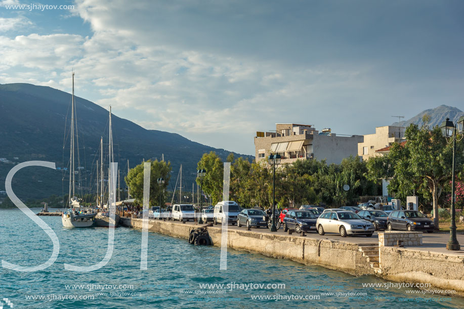 VASILIKI, LEFKADA, GREECE JULY 16, 2014: Panoramic view of Village of Vasiliki, Lefkada, Ionian Islands, Greece