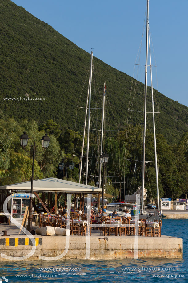 VASILIKI, LEFKADA, GREECE JULY 16, 2014: Panoramic view of Village of Vasiliki, Lefkada, Ionian Islands, Greece