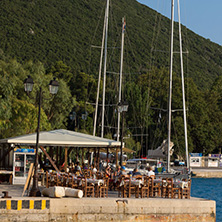 VASILIKI, LEFKADA, GREECE JULY 16, 2014: Panoramic view of Village of Vasiliki, Lefkada, Ionian Islands, Greece