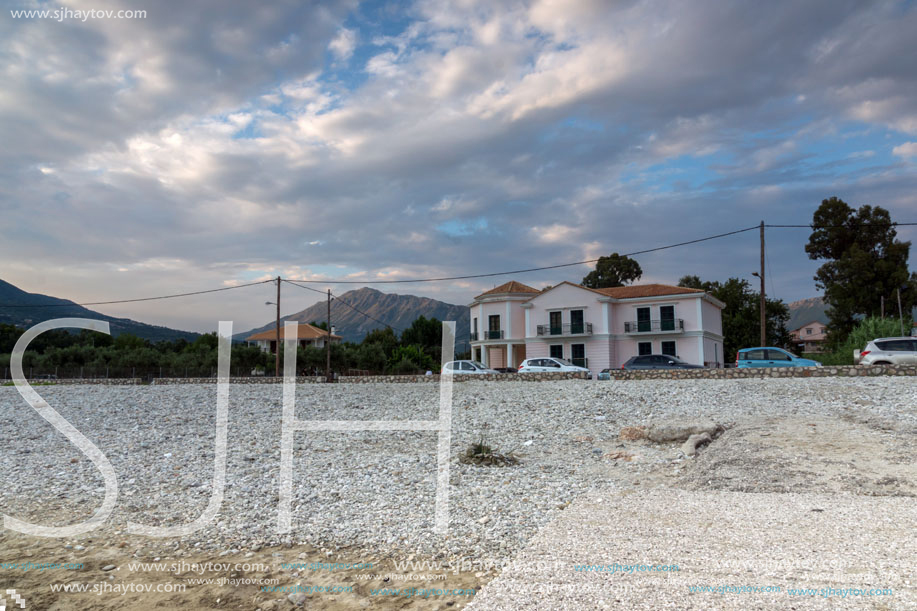 VASILIKI, LEFKADA, GREECE JULY 16, 2014: Panoramic view of Village of Vasiliki, Lefkada, Ionian Islands, Greece