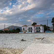 VASILIKI, LEFKADA, GREECE JULY 16, 2014: Panoramic view of Village of Vasiliki, Lefkada, Ionian Islands, Greece