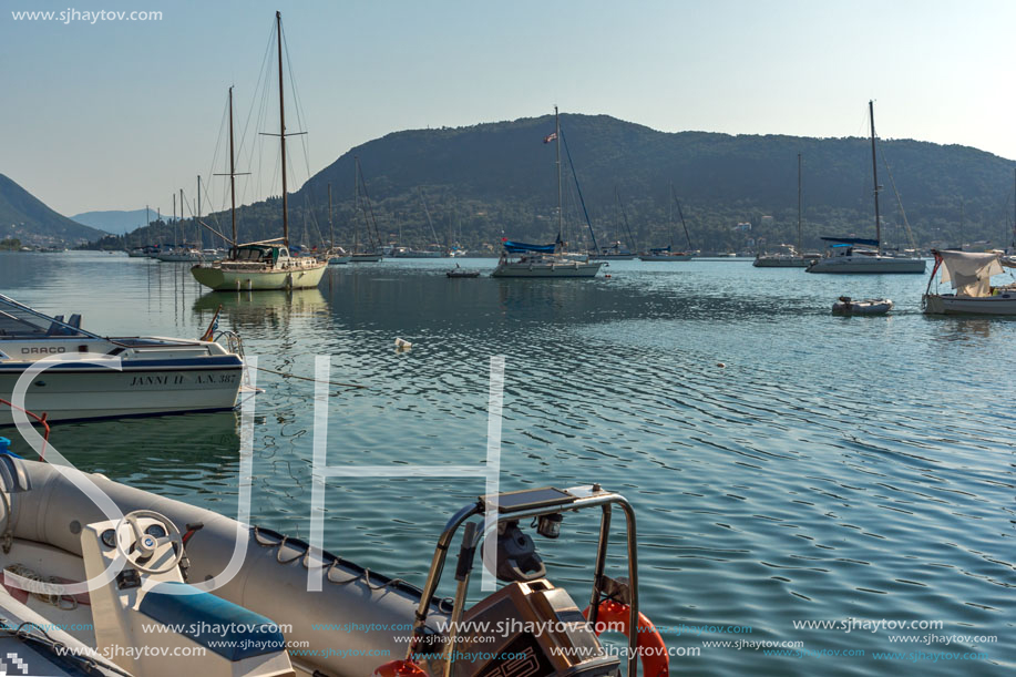 NYDRI, LEFKADA, GREECE JULY 17: Port at Nydri Bay, Lefkada, Ionian Islands, Greece