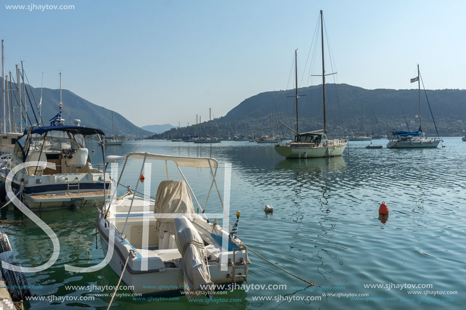 NYDRI, LEFKADA, GREECE JULY 17: Port at Nydri Bay, Lefkada, Ionian Islands, Greece