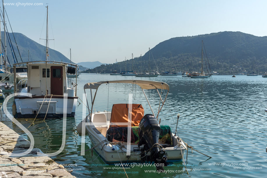 NYDRI, LEFKADA, GREECE JULY 17: Port at Nydri Bay, Lefkada, Ionian Islands, Greece