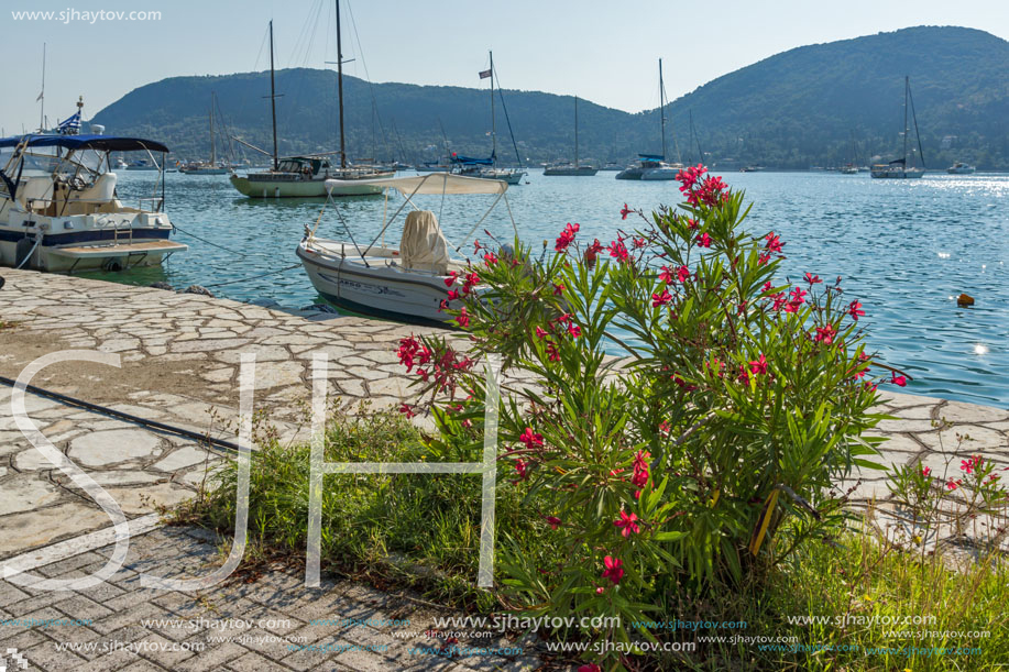 NYDRI, LEFKADA, GREECE JULY 17: Port at Nydri Bay, Lefkada, Ionian Islands, Greece