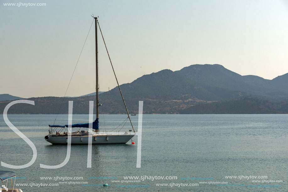 NYDRI, LEFKADA, GREECE JULY 17: Port at Nydri Bay, Lefkada, Ionian Islands, Greece