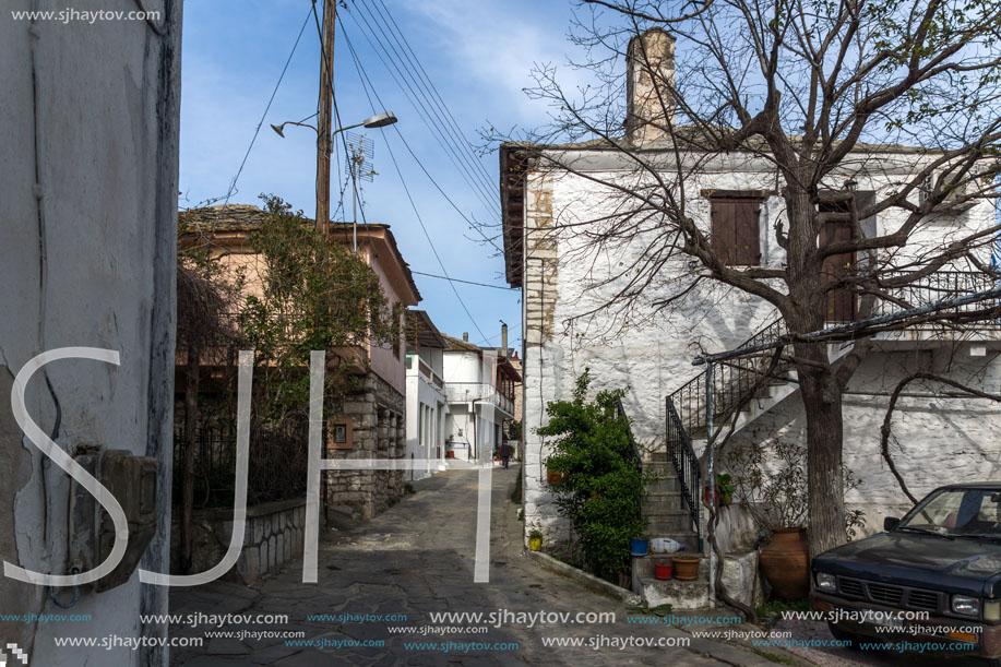 THASSOS, GREECE - APRIL 4, 2016:  Old stone house in the village of Theologos,Thassos island, East Macedonia and Thrace, Greece