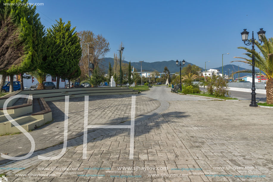 THASSOS, GREECE - APRIL 5, 2016:  Embankment of  Thassos town, East Macedonia and Thrace, Greece