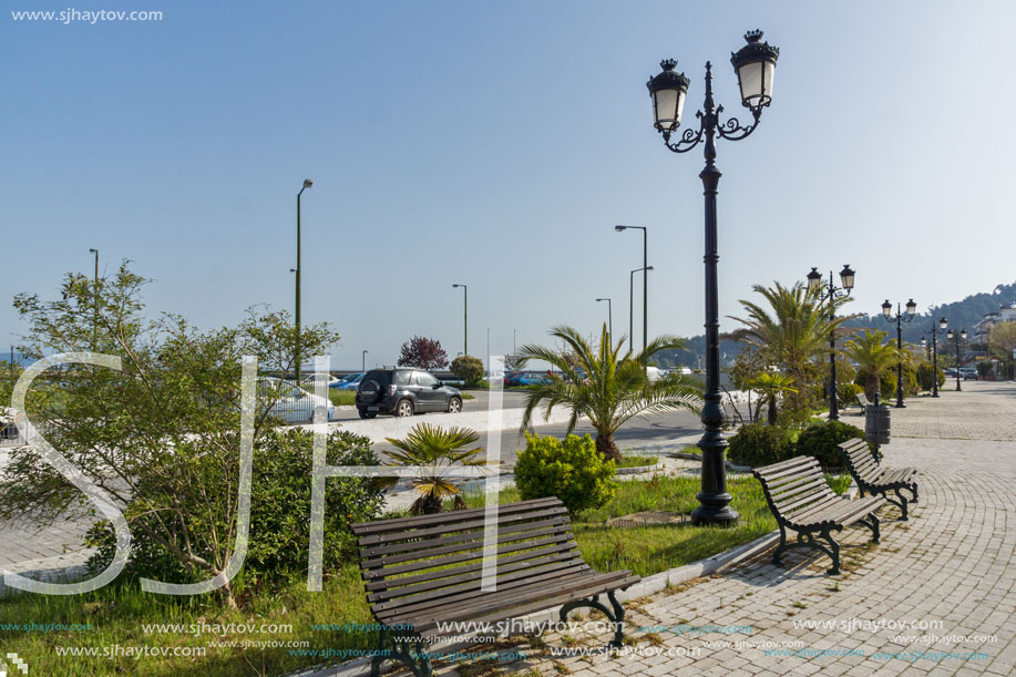 THASSOS, GREECE - APRIL 5, 2016:  Embankment of  Thassos town, East Macedonia and Thrace, Greece