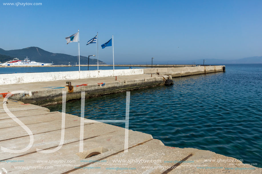 THASSOS, GREECE - APRIL 5, 2016:  Embankment of  Thassos town, East Macedonia and Thrace, Greece