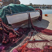 THASSOS, GREECE - APRIL 5, 2016: Panoramic view to the port of Limenaria, Thassos island, East Macedonia and Thrace, Greece