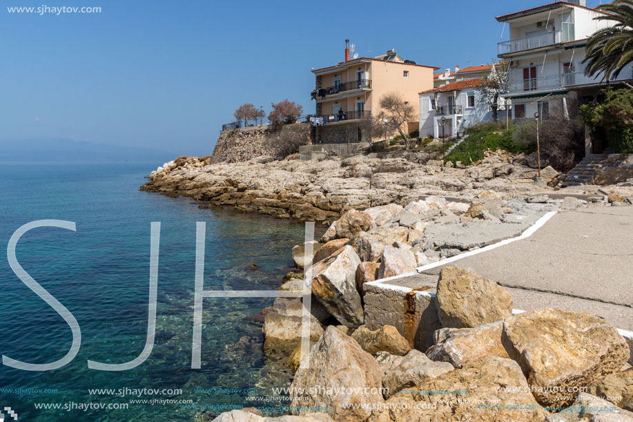 THASSOS, GREECE - APRIL 5, 2016:  Embankment in Skala Maries, Thassos island, East Macedonia and Thrace, Greece