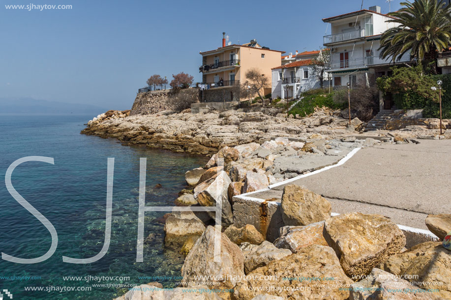 THASSOS, GREECE - APRIL 5, 2016:  Embankment in Skala Maries, Thassos island, East Macedonia and Thrace, Greece